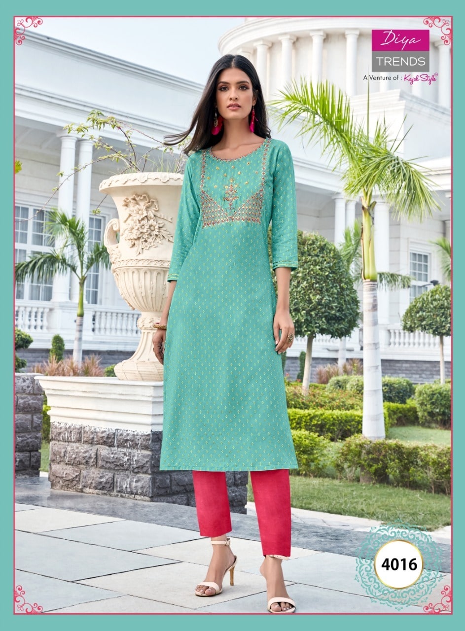 Diya Trends Victoria Vol  4 Heavy Rayon Exclusive Kurti Catalog