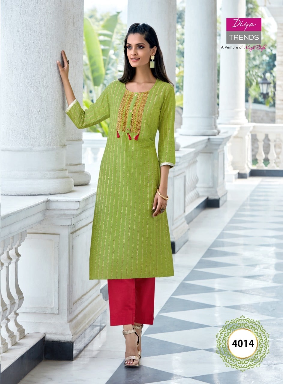 Diya Trends Victoria Vol  4 Heavy Rayon Exclusive Kurti Catalog