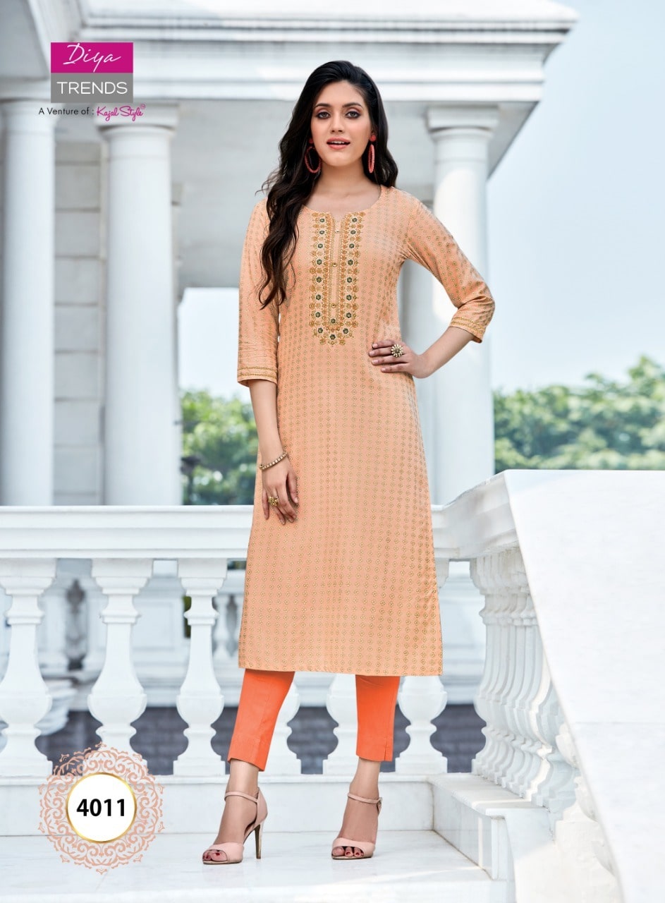 Diya Trends Victoria Vol  4 Heavy Rayon Exclusive Kurti Catalog