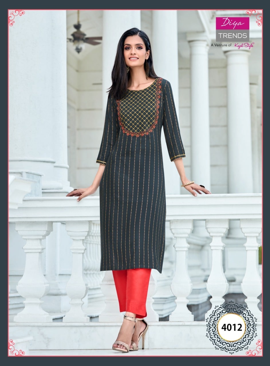 Diya Trends Victoria Vol  4 Heavy Rayon Exclusive Kurti Catalog
