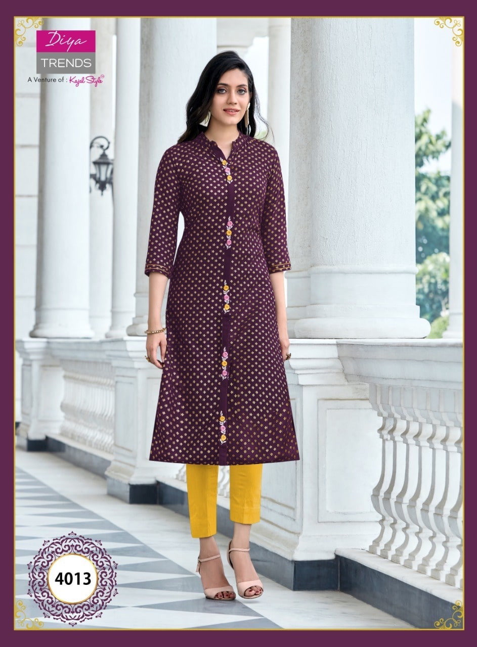 Diya Trends Victoria Vol  4 Heavy Rayon Exclusive Kurti Catalog