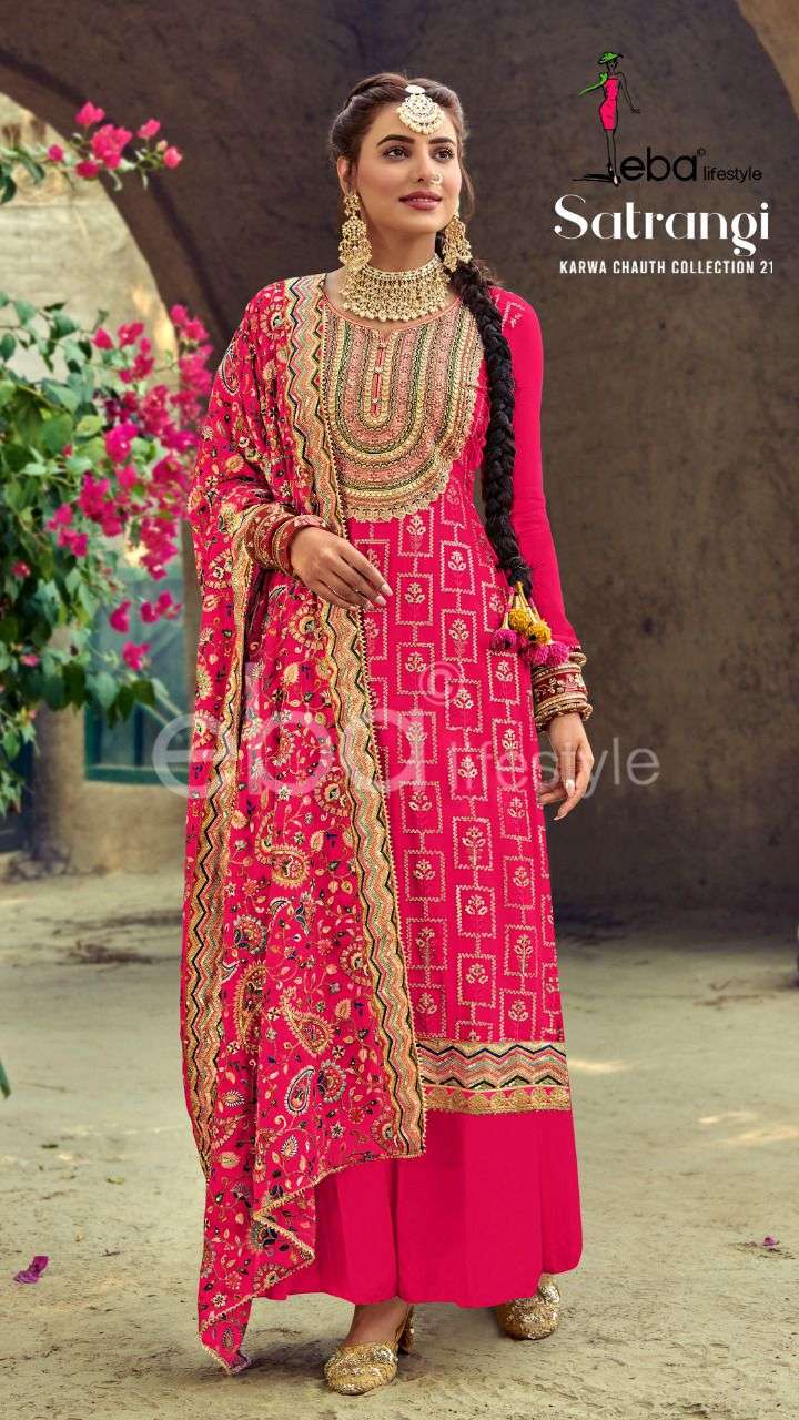Eba Lifestyle Satrangi Georgette With Heavy Embroidery Work Salwar Suits Collection