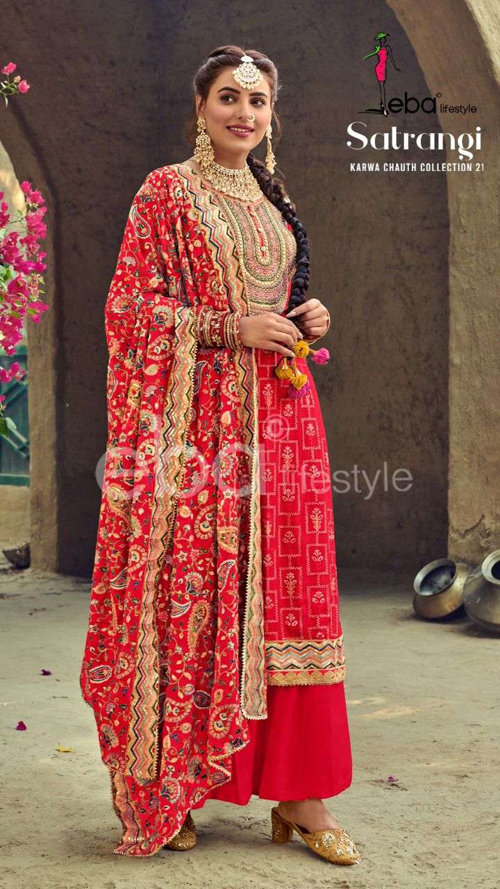 Eba Lifestyle Satrangi Georgette With Heavy Embroidery Work Salwar Suits Collection