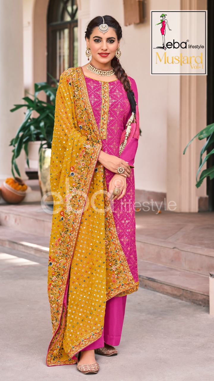 Eba Mustard Georgette Wear Designer Salwar Kameez Catalog  Buy Wholesale Salwar Suits