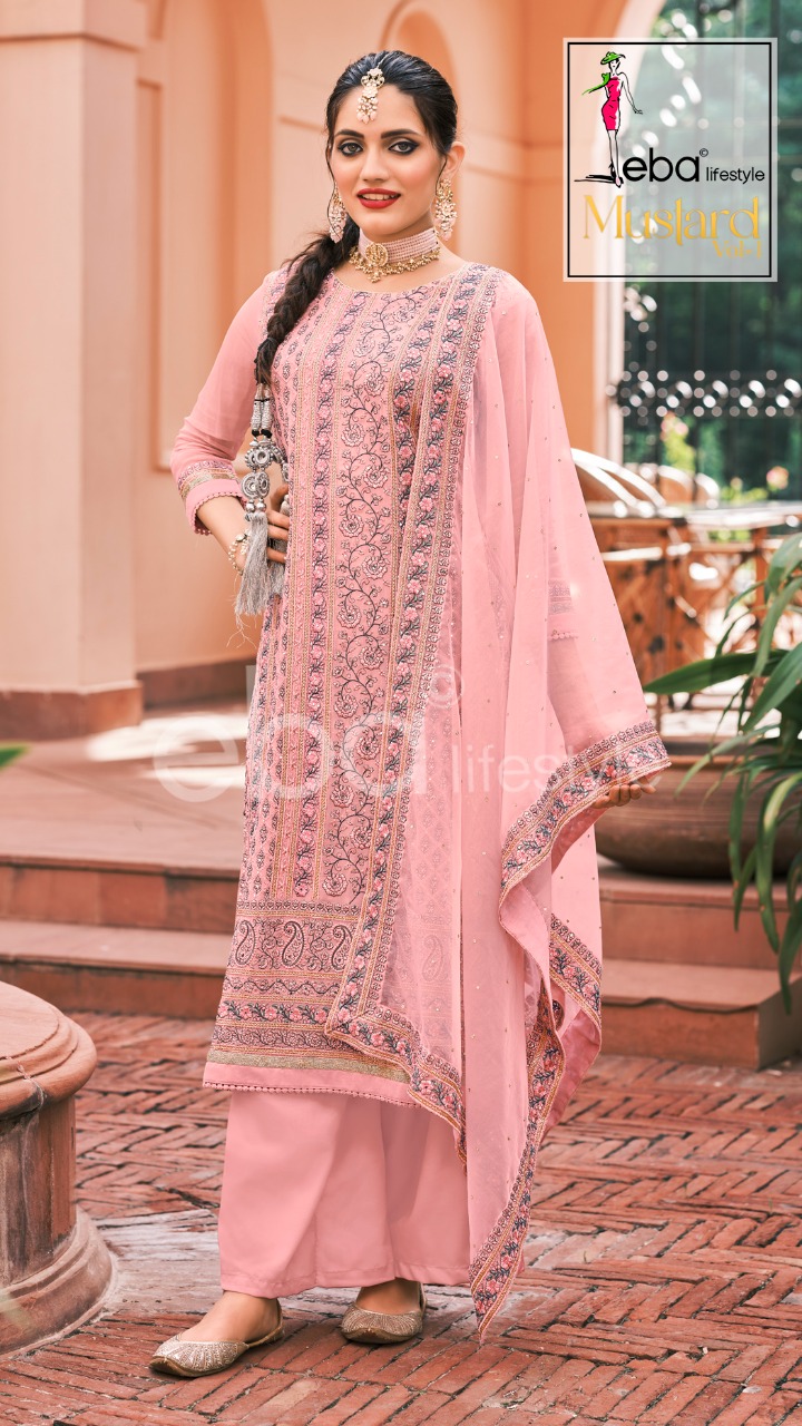 Eba Mustard Georgette Wear Designer Salwar Kameez Catalog  Buy Wholesale Salwar Suits