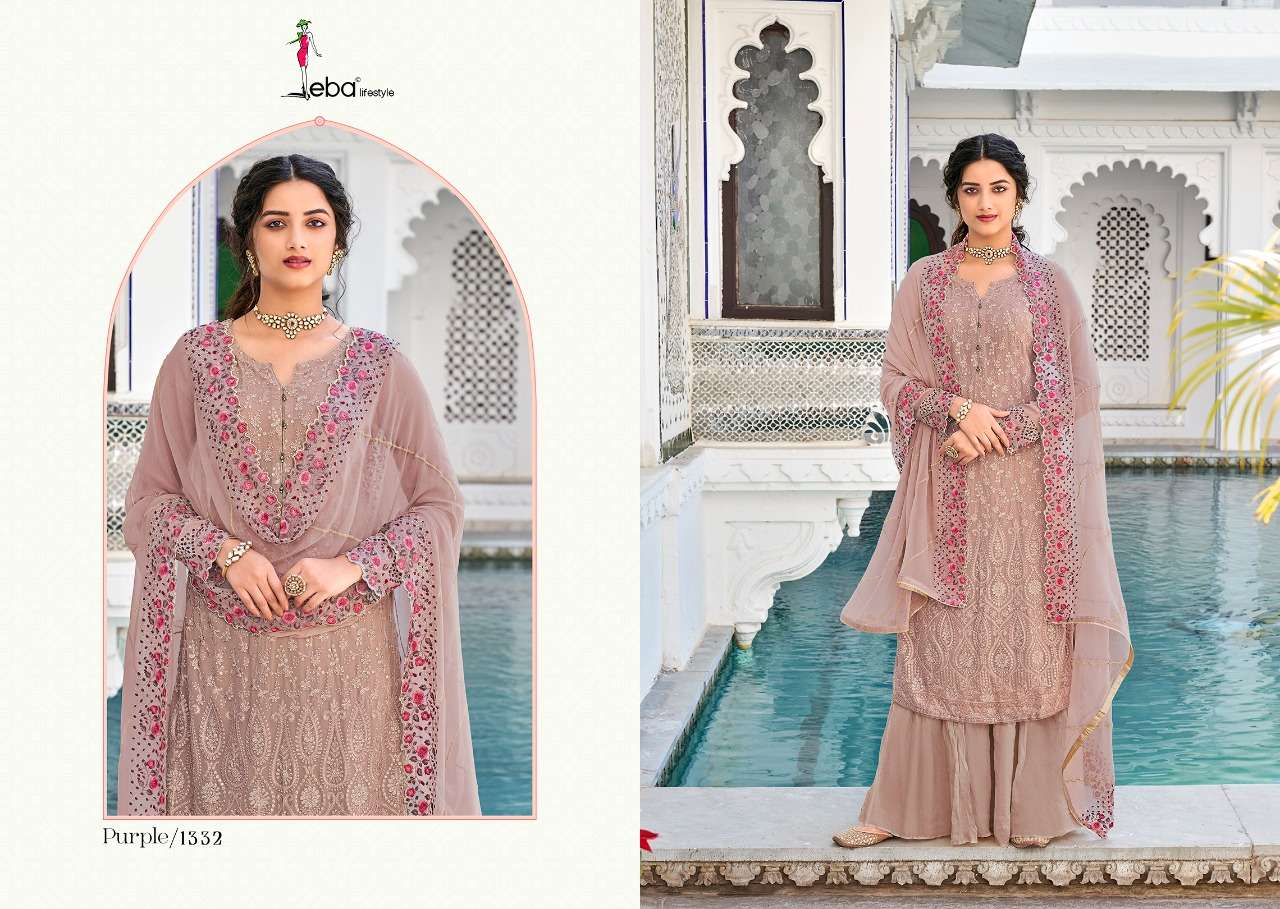 Eba  Purple Vol 1 Faux Georgette With Heavy Embroidery Salwar Suits Catalog