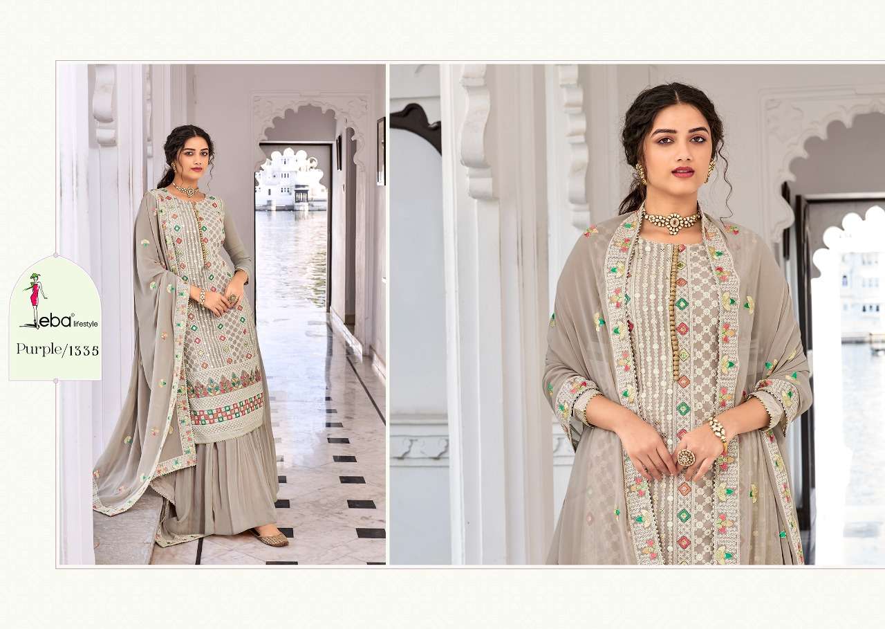Eba  Purple Vol 1 Faux Georgette With Heavy Embroidery Salwar Suits Catalog