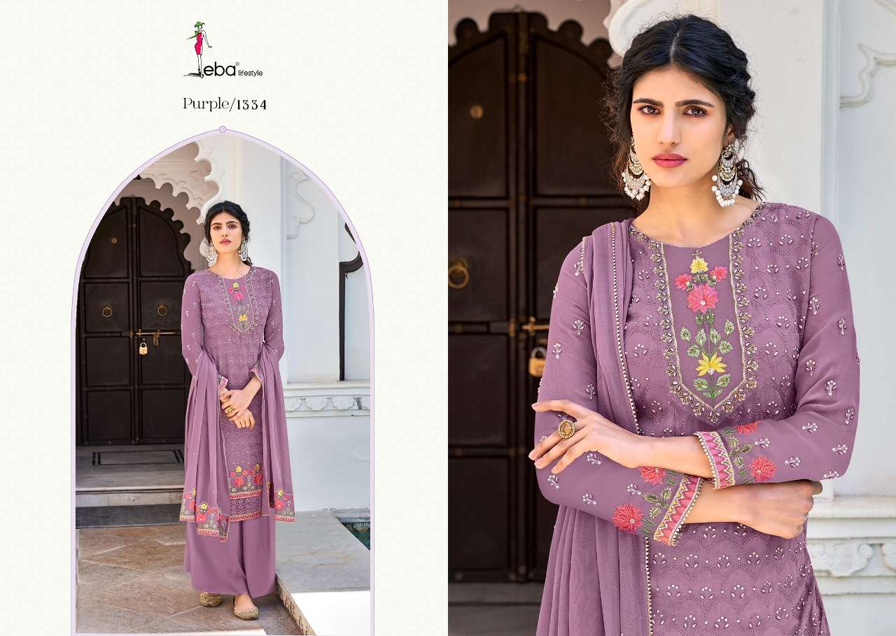 Eba  Purple Vol 1 Faux Georgette With Heavy Embroidery Salwar Suits Catalog