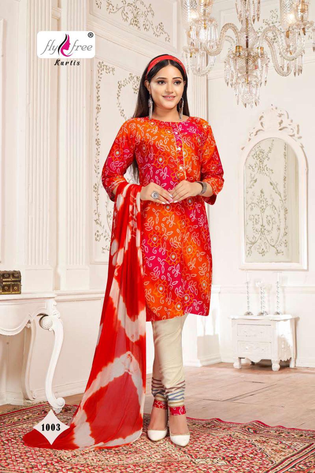 Fly Free Suncity Cotton Designer Ready Made  Kurti Bottom With Dupatta Catalog