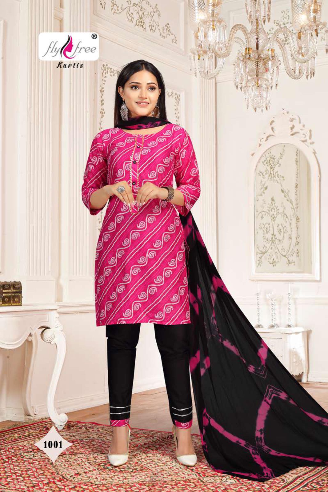 Fly Free Suncity Cotton Designer Ready Made  Kurti Bottom With Dupatta Catalog