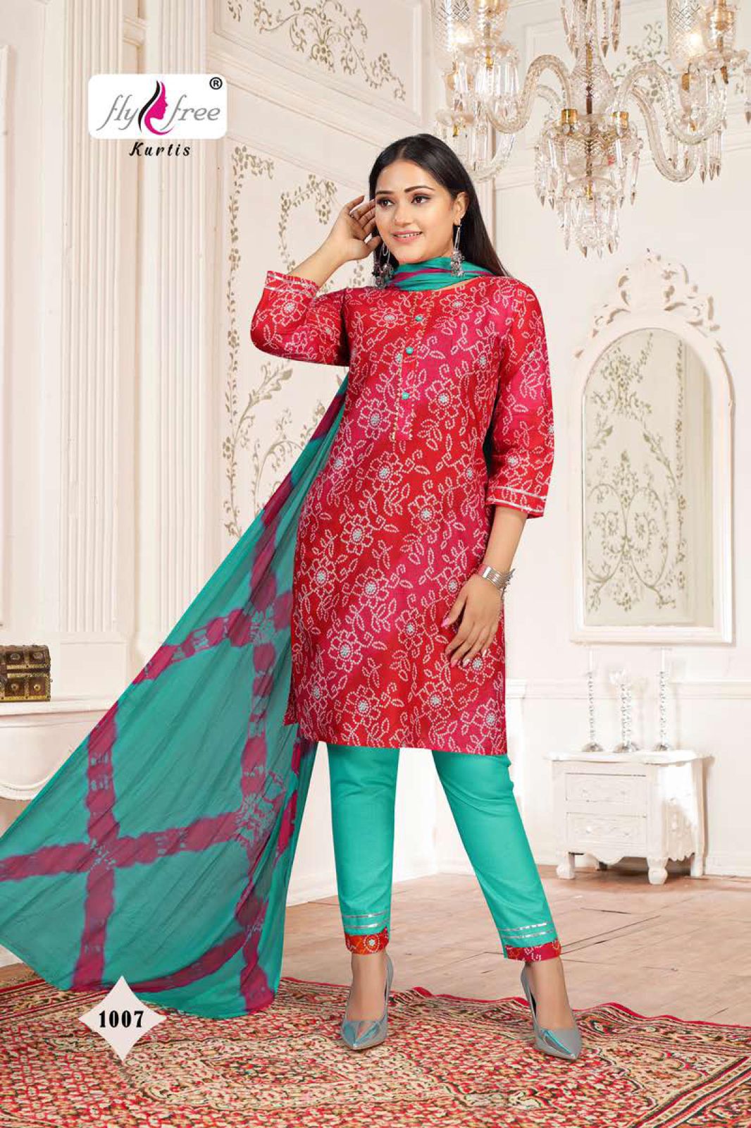 Fly Free Suncity Cotton Designer Ready Made  Kurti Bottom With Dupatta Catalog