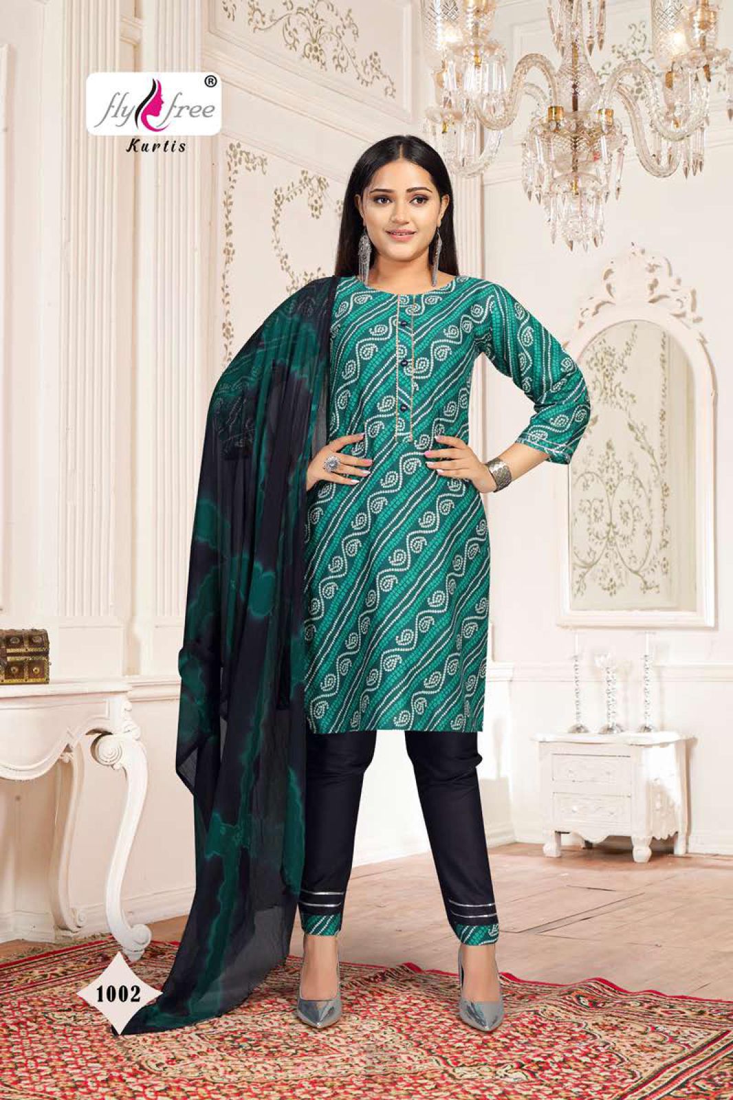 Fly Free Suncity Cotton Designer Ready Made  Kurti Bottom With Dupatta Catalog