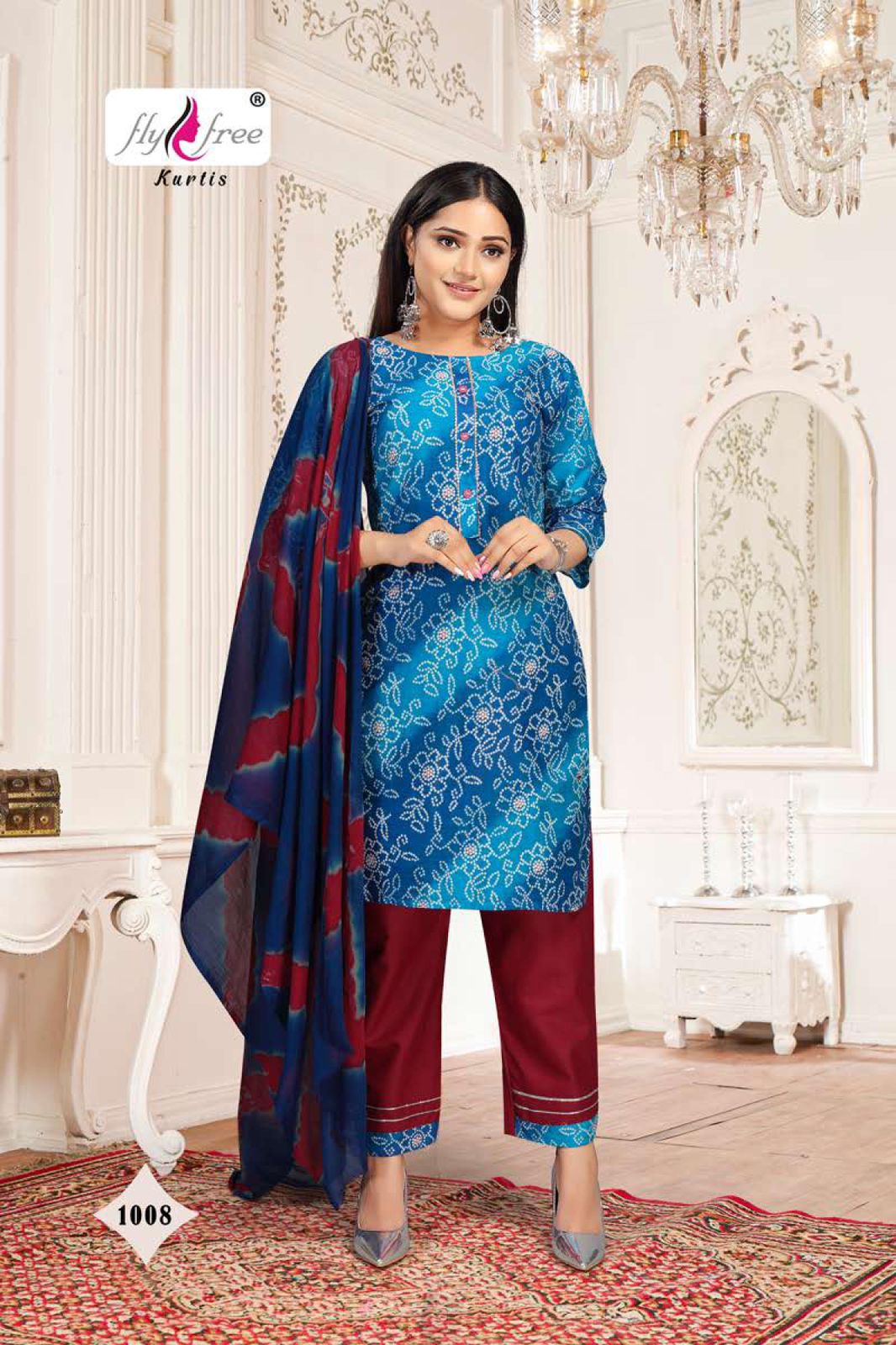 Fly Free Suncity Cotton Designer Ready Made  Kurti Bottom With Dupatta Catalog