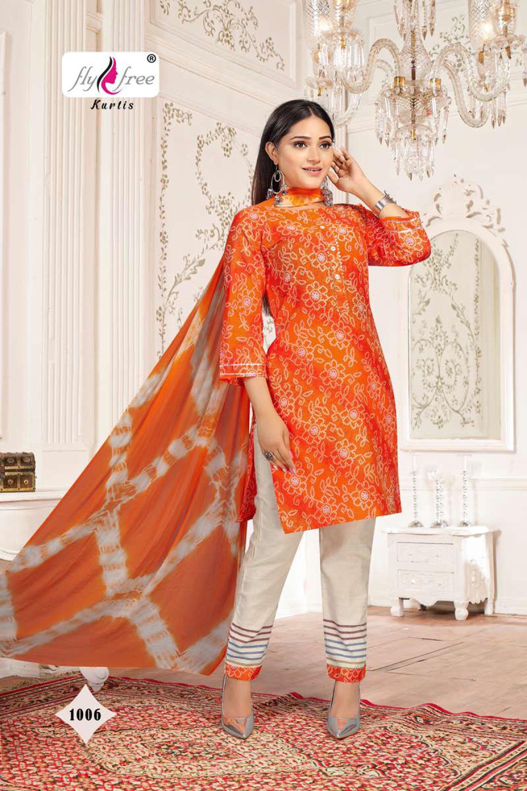 Fly Free Suncity Cotton Designer Ready Made  Kurti Bottom With Dupatta Catalog