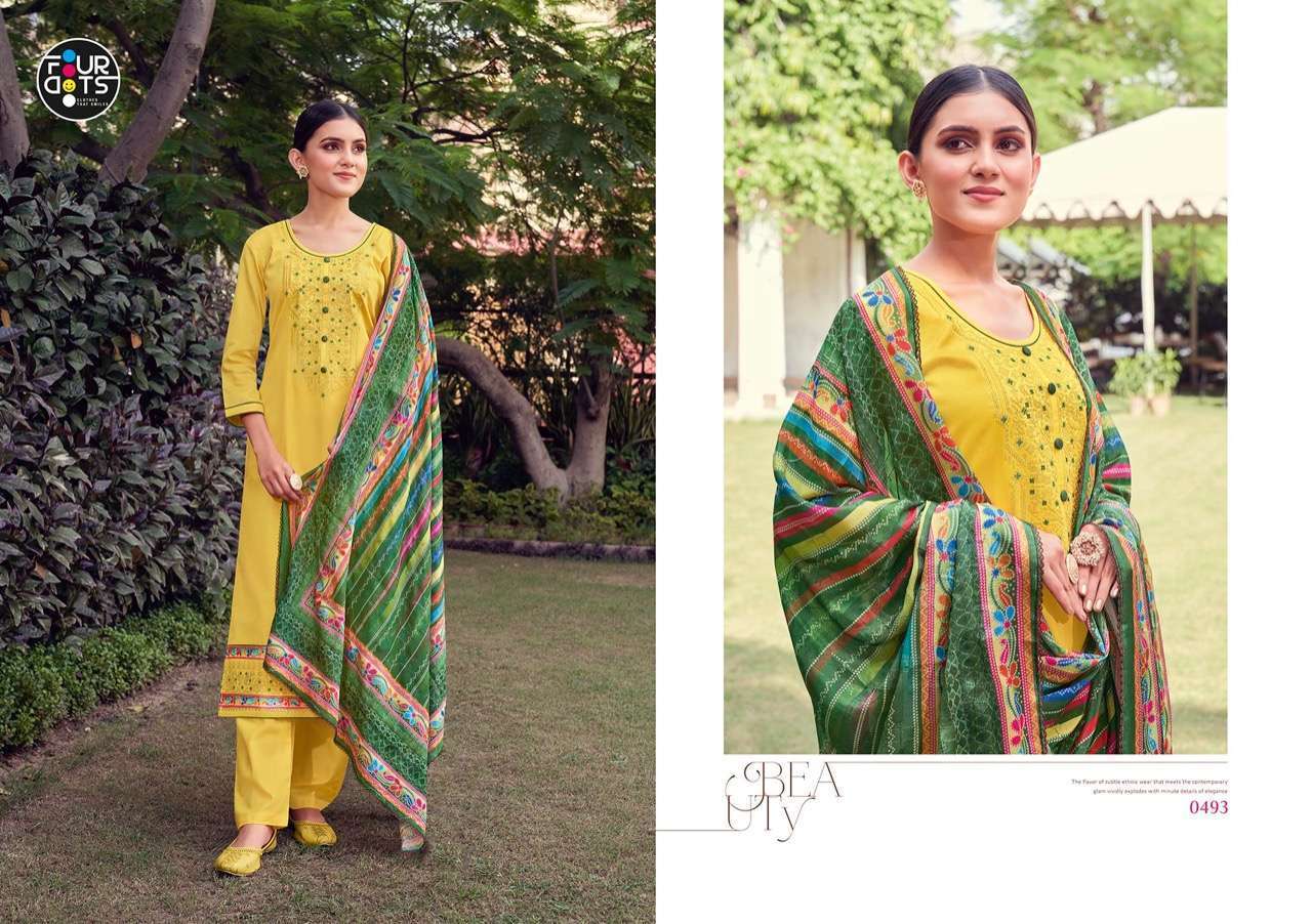 Four Dots Simran Vol 4 Jam Silk Cotton With Embroidery Work Dress Material Catalog