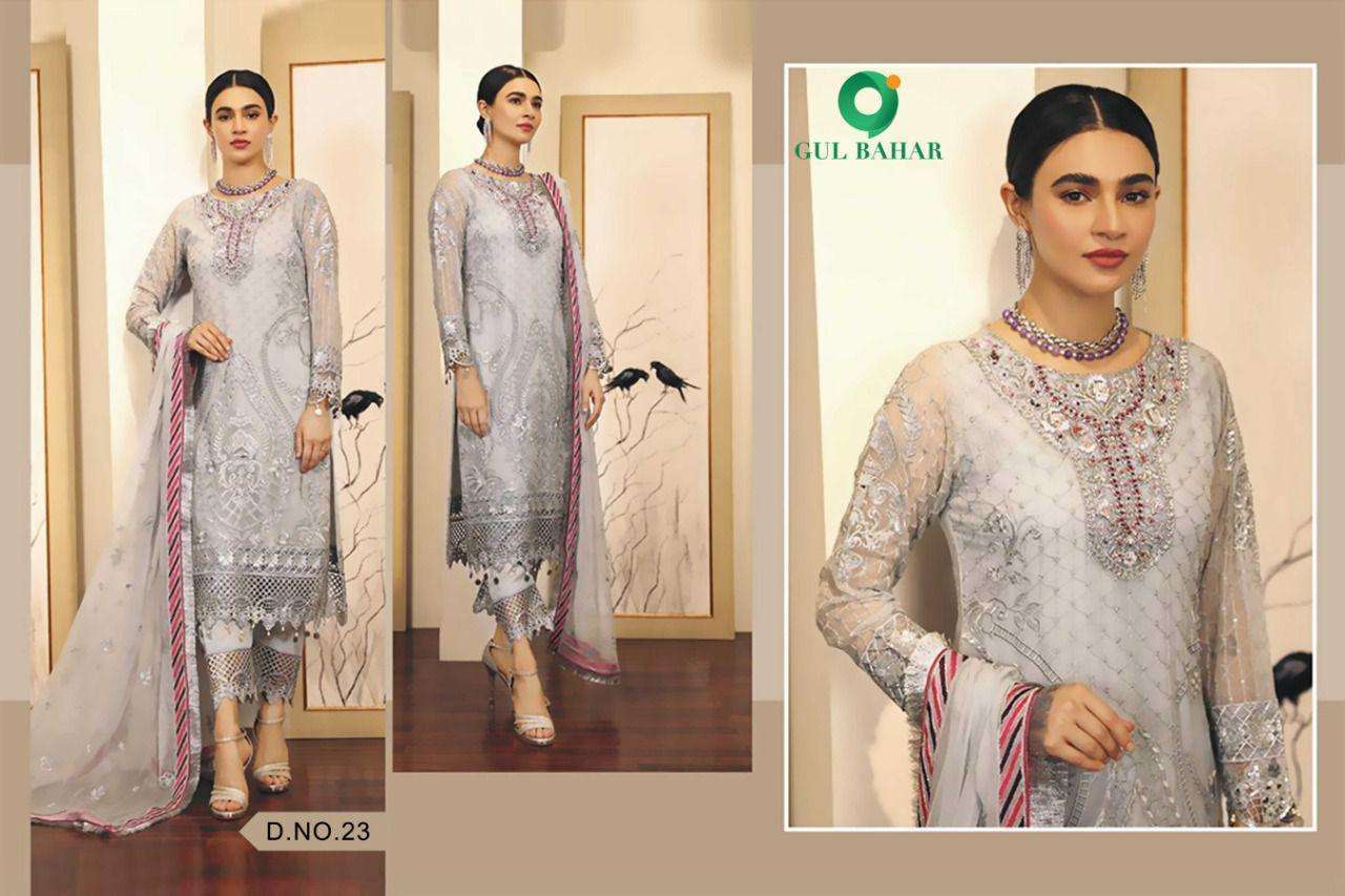 Gul Bahar Adeel Vol1 Butterfly Net With Embroidery Work Pakistani Suits Catalaog