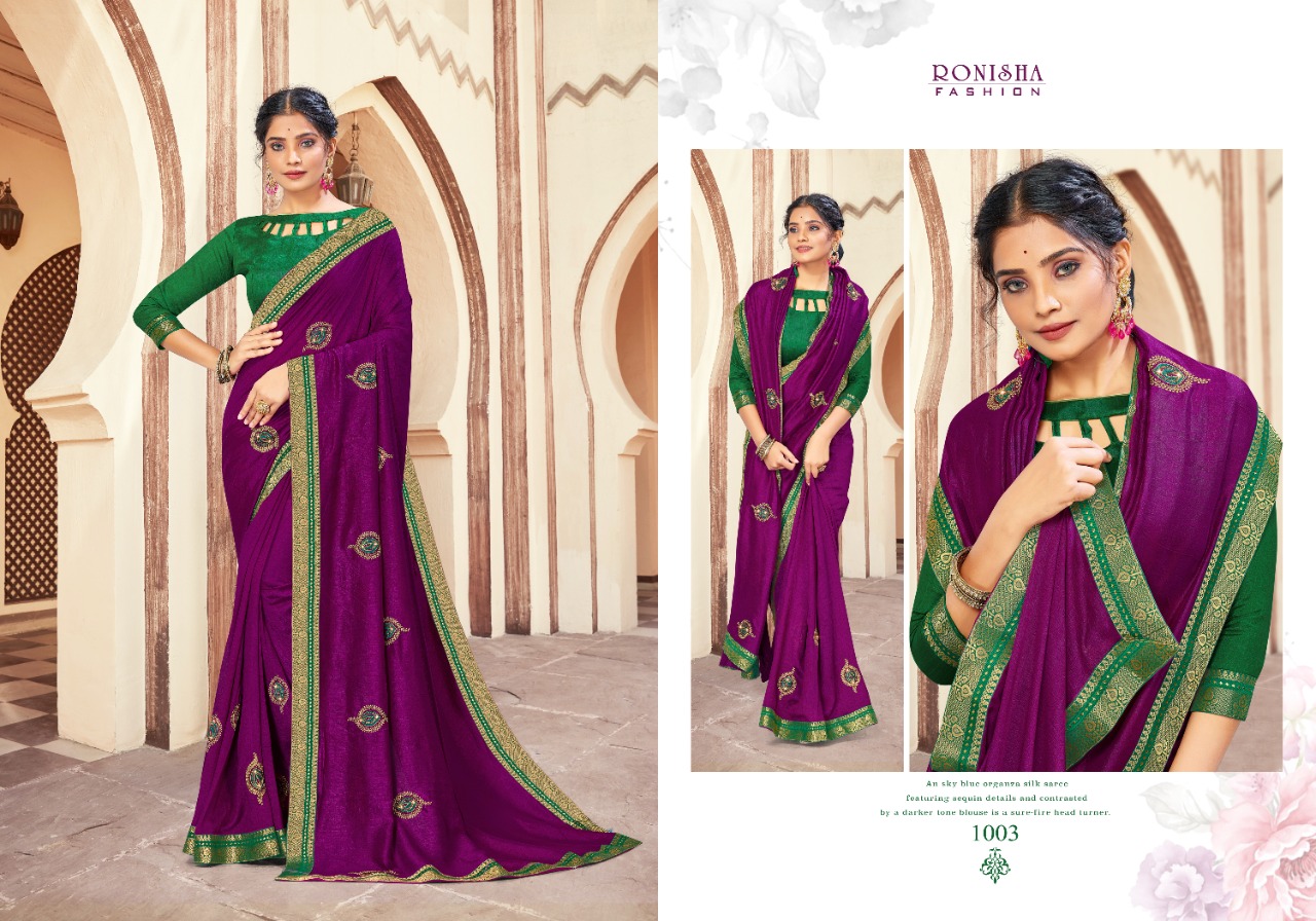 Ranjna Rim Zim Fancy Border Work Butta Siroski Diamond Exclusive Saree Collection