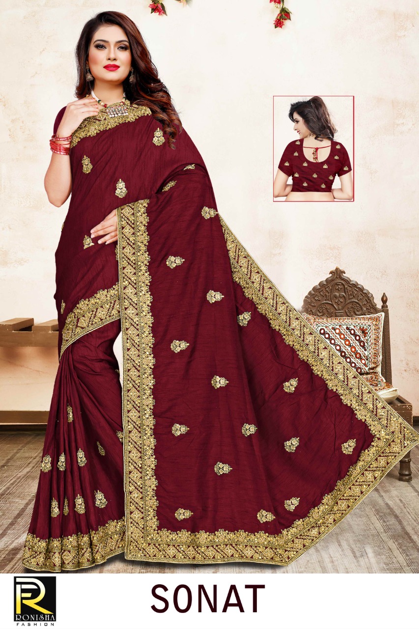 Ranjna Sonat Embroidery Warked Heavy Diamond Occasional Wear Saree Collction