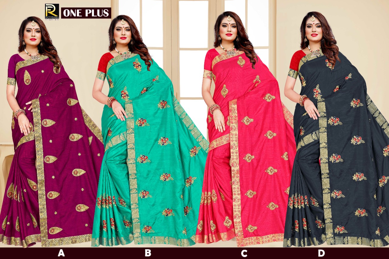 Ranjna One Plus Embroidery Warked Fastive Wear Saree Collection