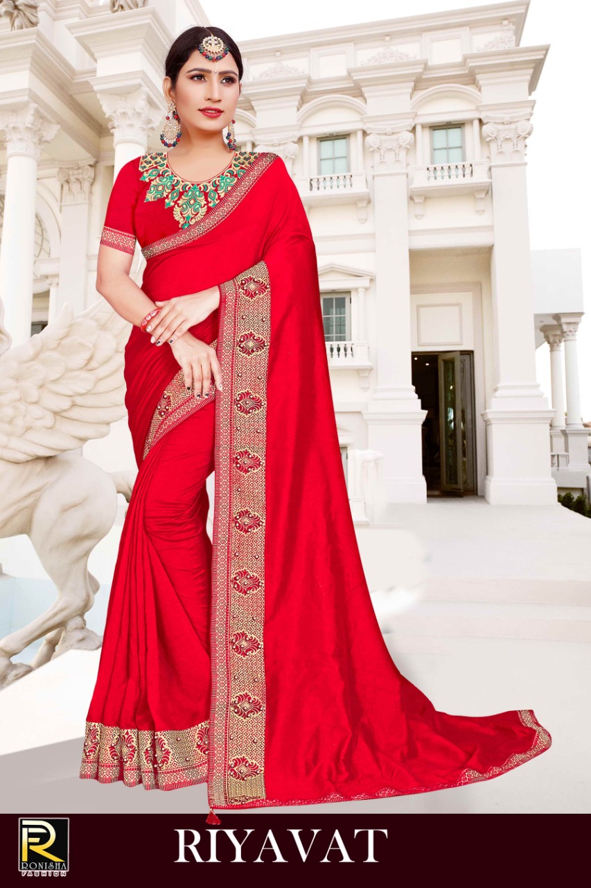 Ranjna Rivayat Fancy Border Work Blouse Saree Collection Online Wholesale