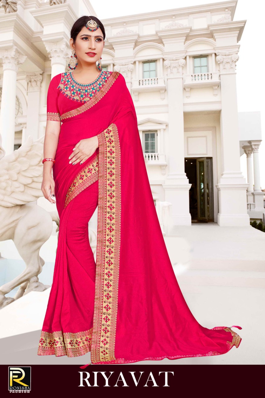 Ranjna Rivayat Fancy Border Work Blouse Saree Collection Online Wholesale