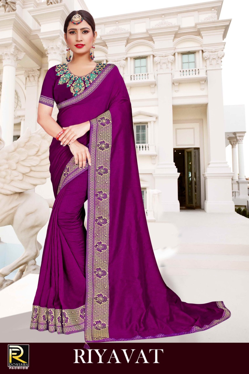 Ranjna Rivayat Fancy Border Work Blouse Saree Collection Online Wholesale