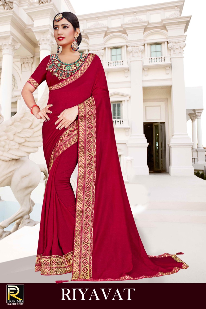 Ranjna Rivayat Fancy Border Work Blouse Saree Collection Online Wholesale