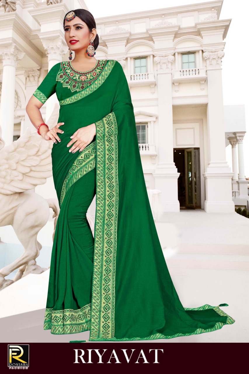 Ranjna Rivayat Fancy Border Work Blouse Saree Collection Online Wholesale