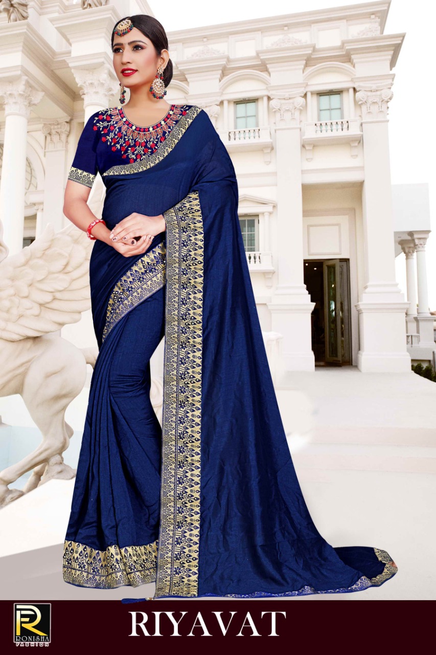 Ranjna Rivayat Fancy Border Work Blouse Saree Collection Online Wholesale