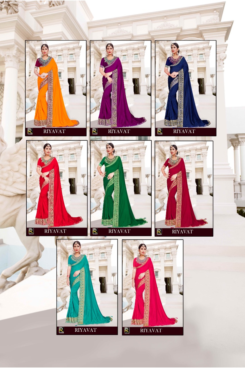 Ranjna Rivayat Fancy Border Work Blouse Saree Collection Online Wholesale