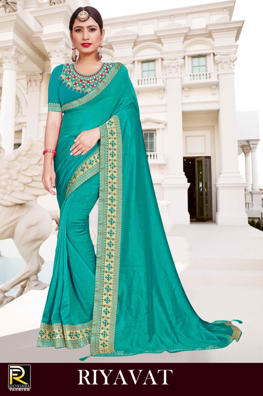 Ranjna Rivayat Fancy Border Work Blouse Saree Collection Online Wholesale