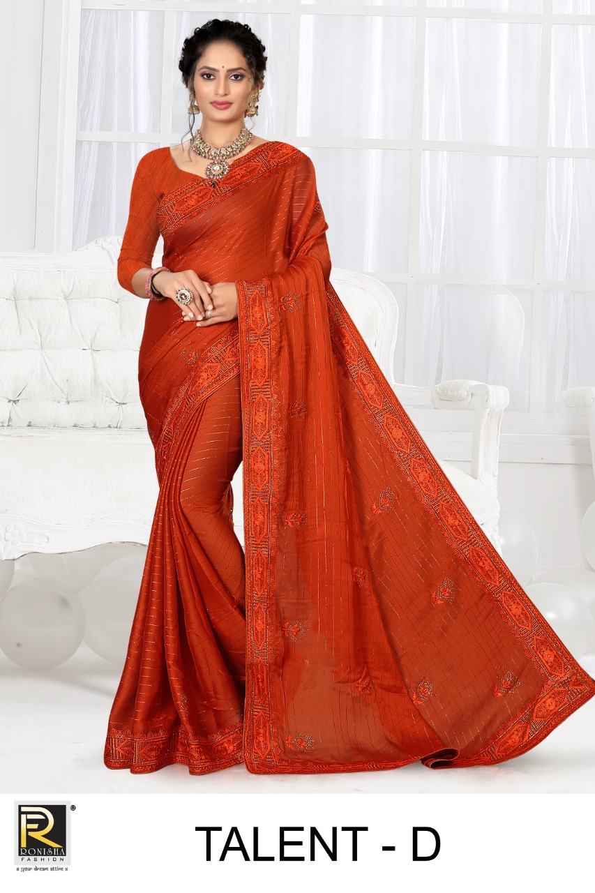 Ranjna Talent Fancy Thread Work Siroski Diamond Exclusive Saree Collection