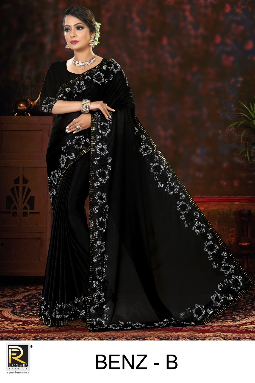Ranjna Benz Siroski Border Heavy Diamond Party Wear Saree Collection