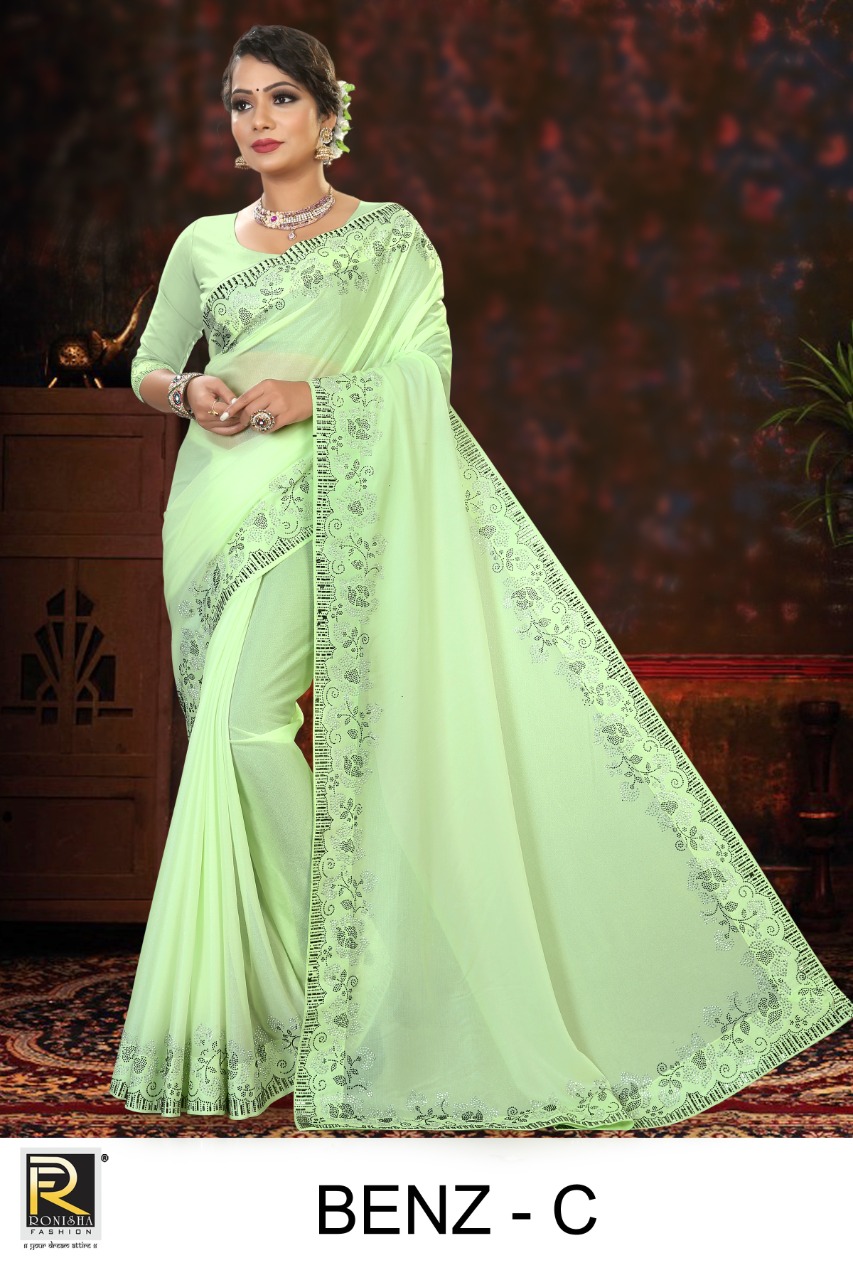 Ranjna Benz Siroski Border Heavy Diamond Party Wear Saree Collection