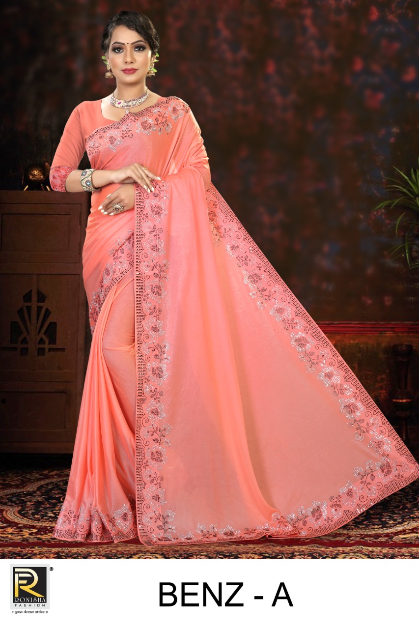 Ranjna Benz Siroski Border Heavy Diamond Party Wear Saree Collection