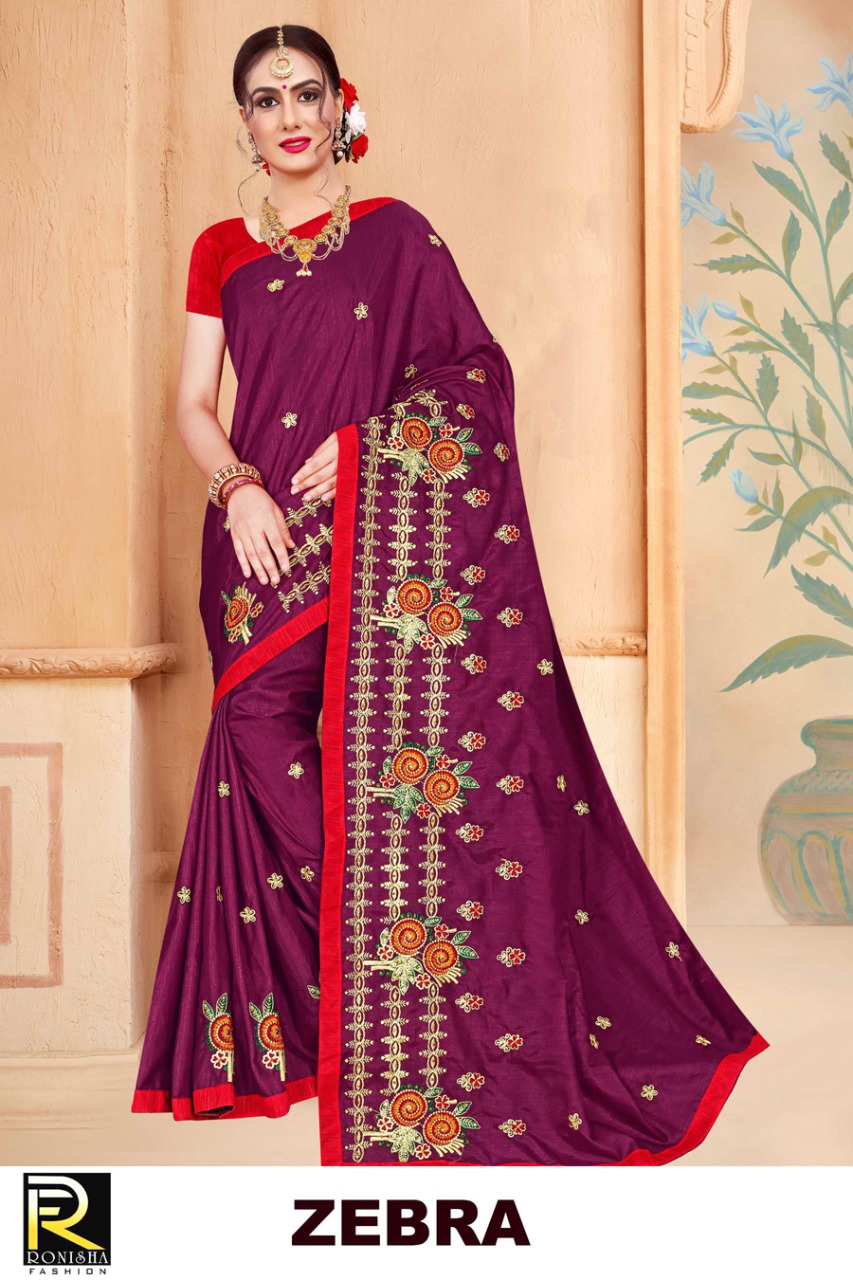 Ranjna Zebra Embroidery Warked Designer Saree Collecton Online Shop