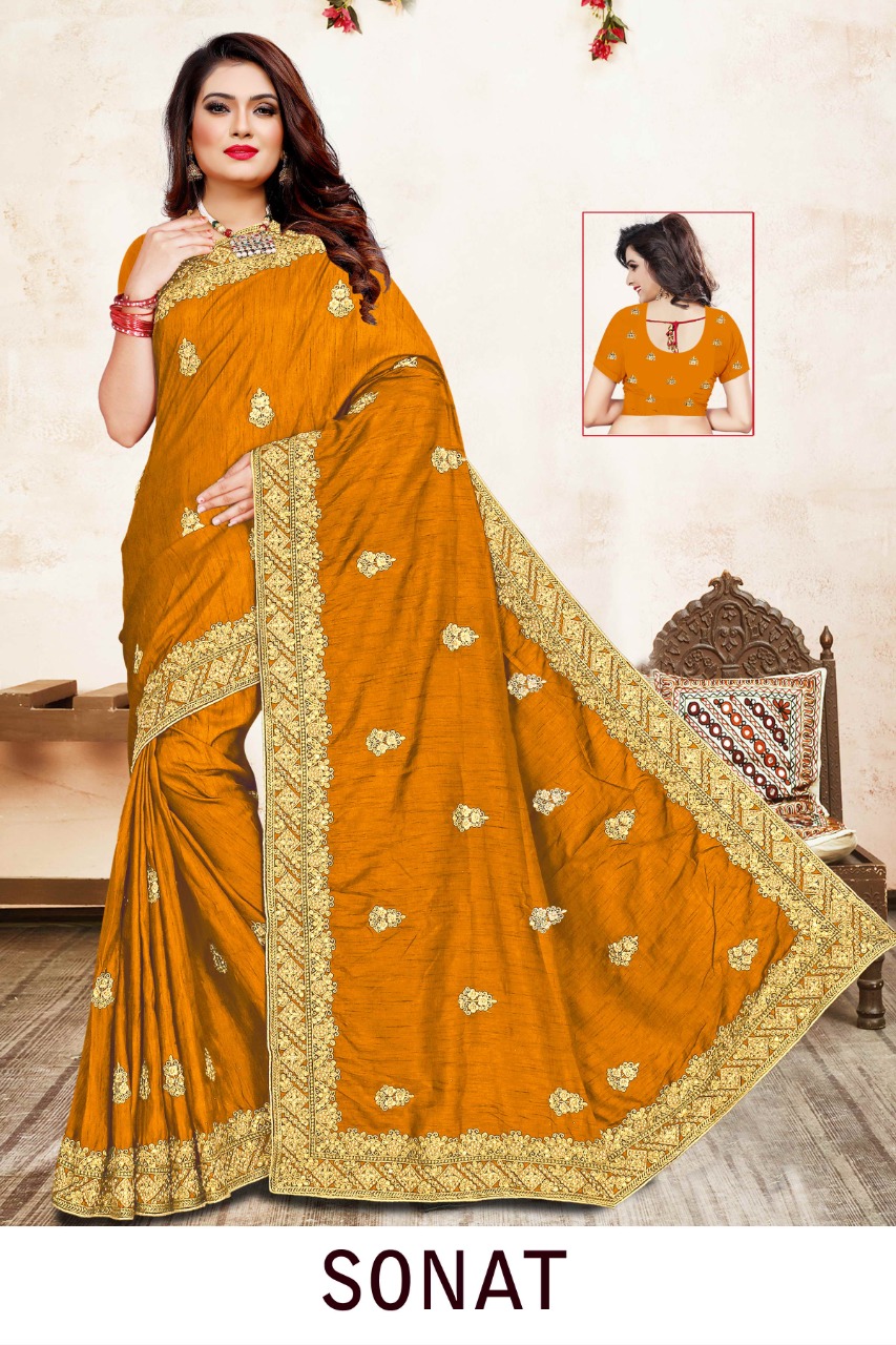 Ranjna Sonat Embroidery Warked Heavy Diamond Occasional Wear Saree Collction