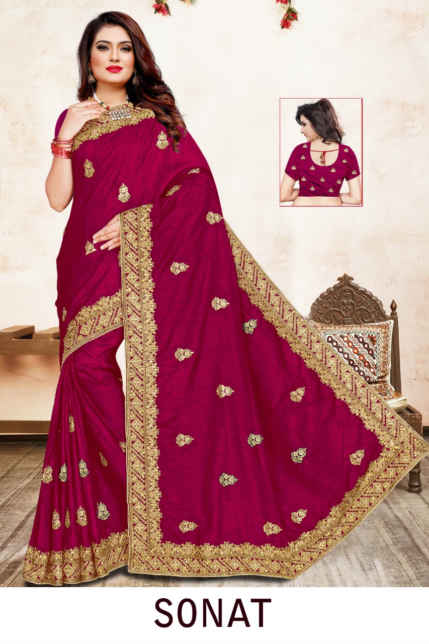 Ranjna Sonat Embroidery Warked Heavy Diamond Occasional Wear Saree Collction