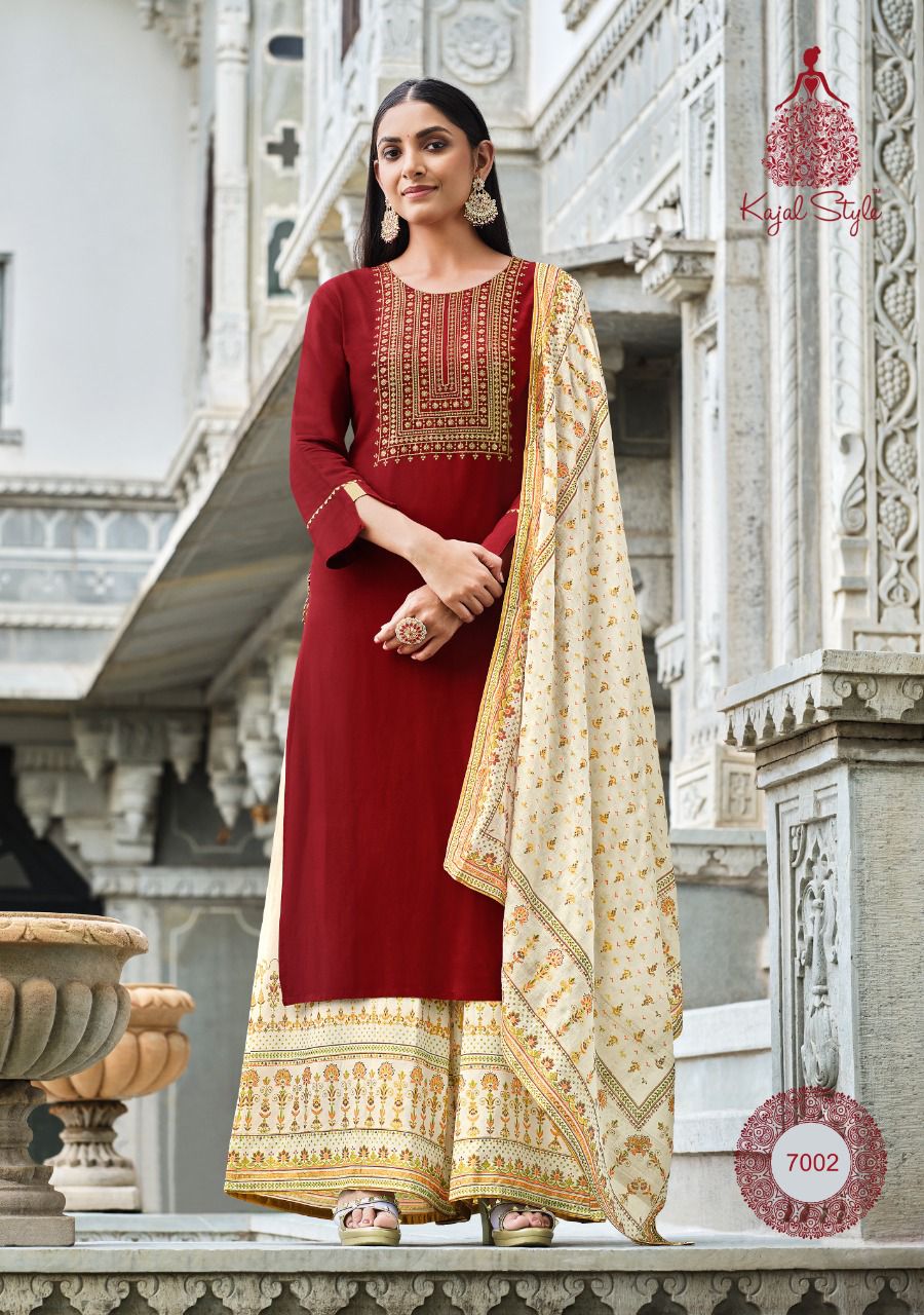 Kajal Style Gulzar Vol 7 Festive Wear Heavy Rayon Ready Made Kurti  Bottom With  Dupatta