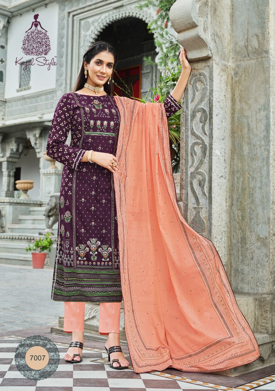 Kajal Style Gulzar Vol 7 Festive Wear Heavy Rayon Ready Made Kurti  Bottom With  Dupatta
