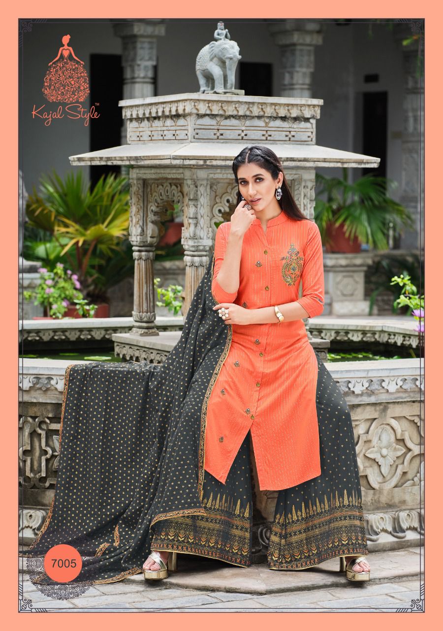 Kajal Style Gulzar Vol 7 Festive Wear Heavy Rayon Ready Made Kurti  Bottom With  Dupatta