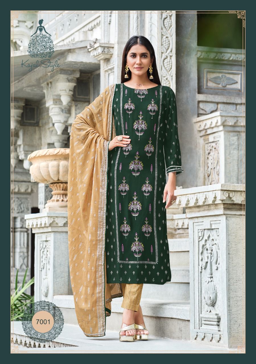 Kajal Style Gulzar Vol 7 Festive Wear Heavy Rayon Ready Made Kurti  Bottom With  Dupatta