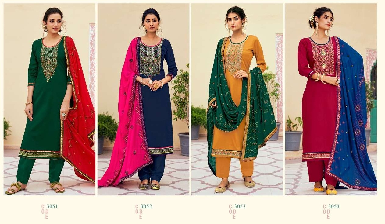 Kalarang Niharika Jam Silk Cotton With Cording Work Dress Material Catalog