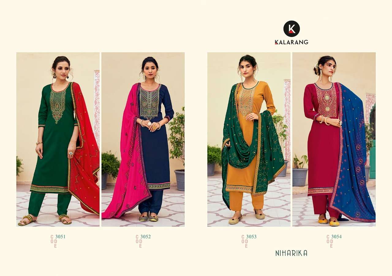 Kalarang Niharika Jam Silk Cotton With Cording Work Dress Material Catalog