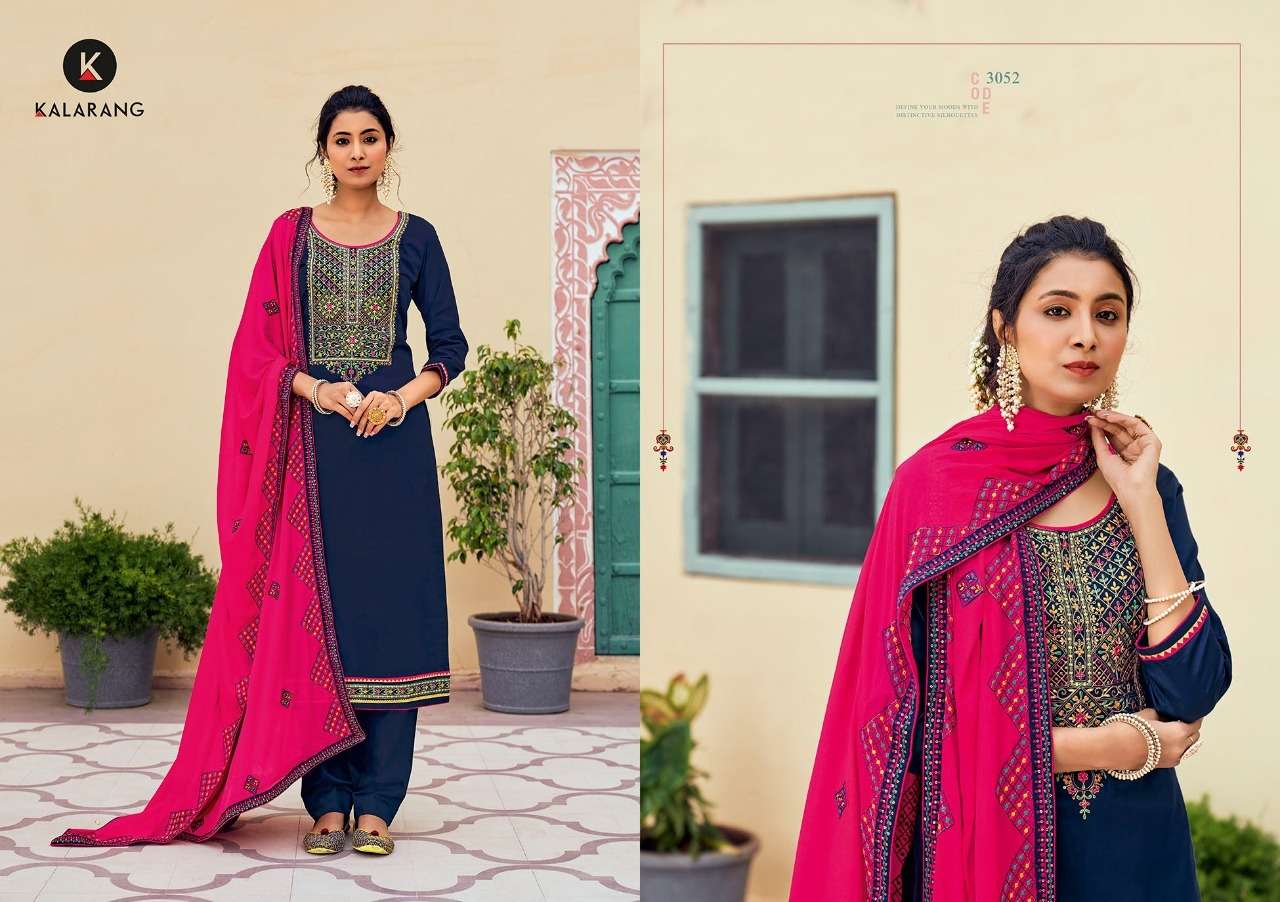 Kalarang Niharika Jam Silk Cotton With Cording Work Dress Material Catalog