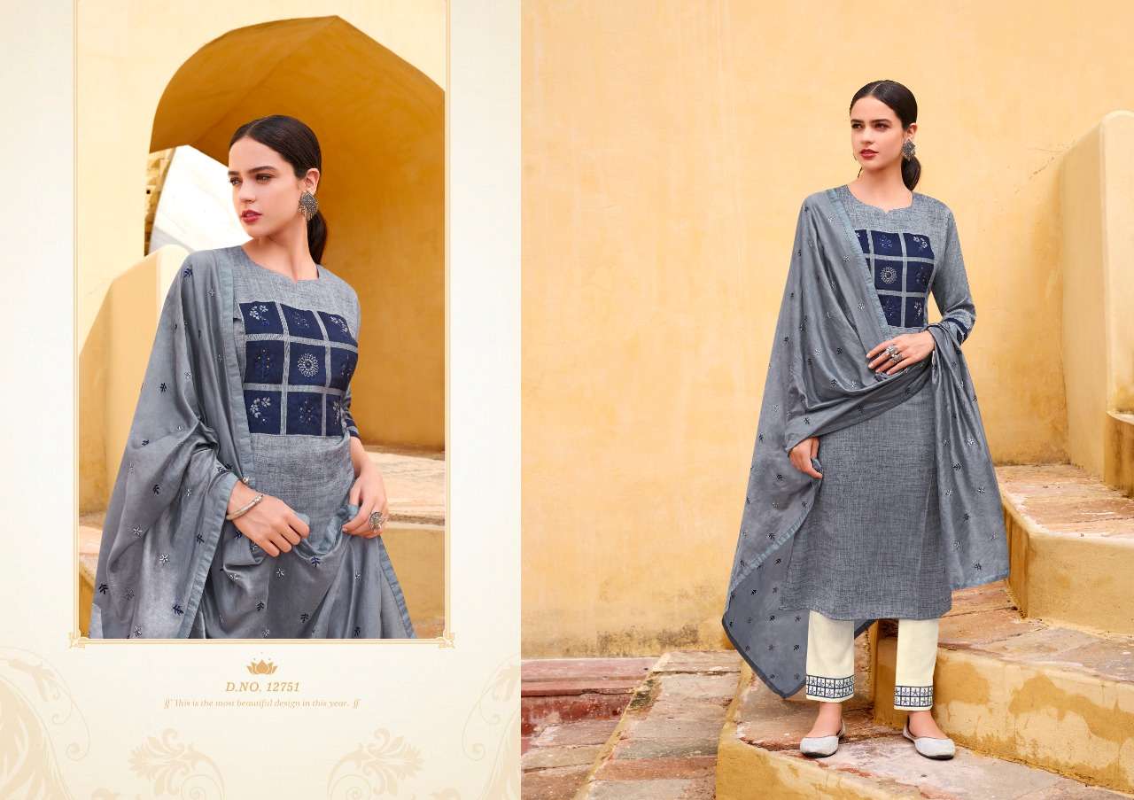 Kalaroop  Aangan Fancy Work Kurti With Pant And Dupatta Catalog