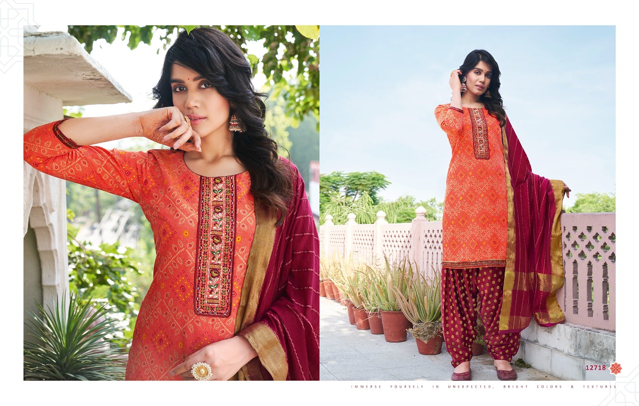 Kalaroop Bandhej Designer Silk Festive Wear Dress Materials Catalog