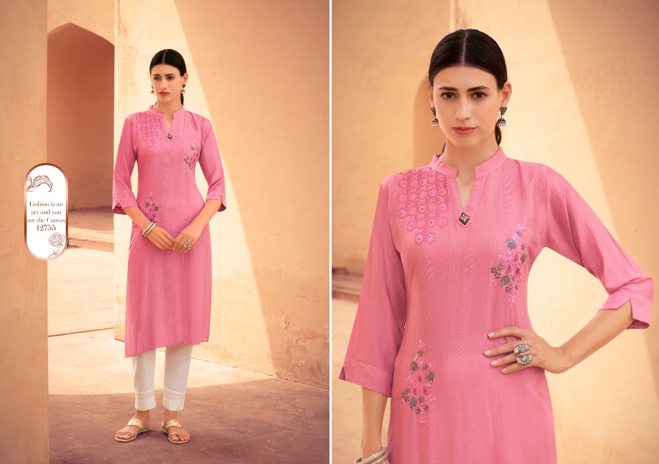 Kalaroop Kashvi Designer   Casual Wear Embroidery Kurti Catalog