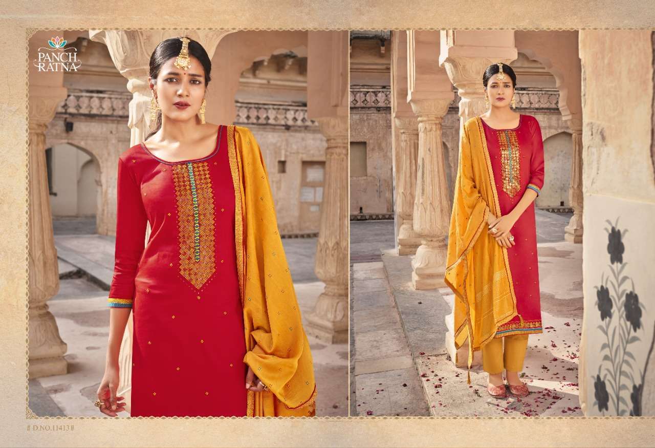 Panch Ratna Nilkamal Jam Silk With Sequence Work Dress Material Catalog