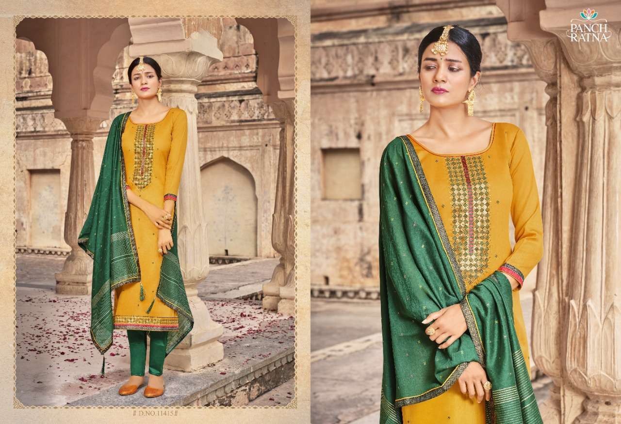 Panch Ratna Nilkamal Jam Silk With Sequence Work Dress Material Catalog